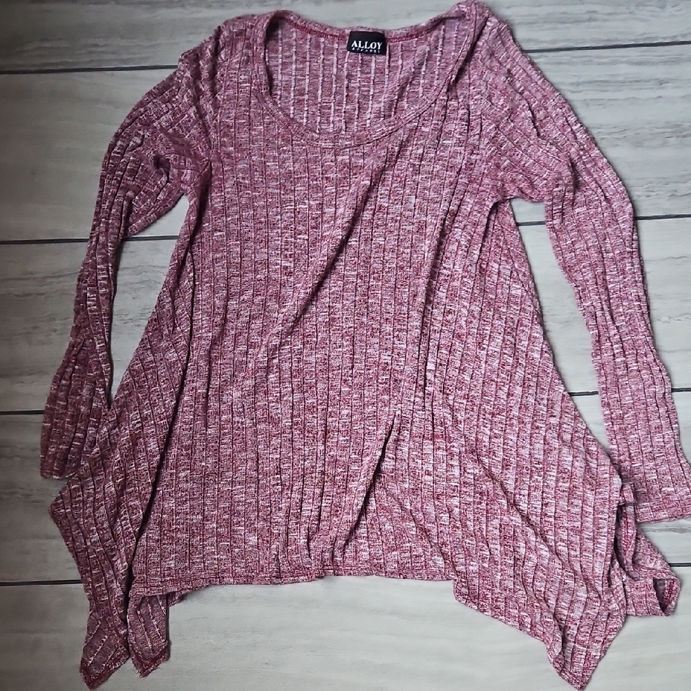 ALLOY Maroon Ribbed Long Sleeve Top